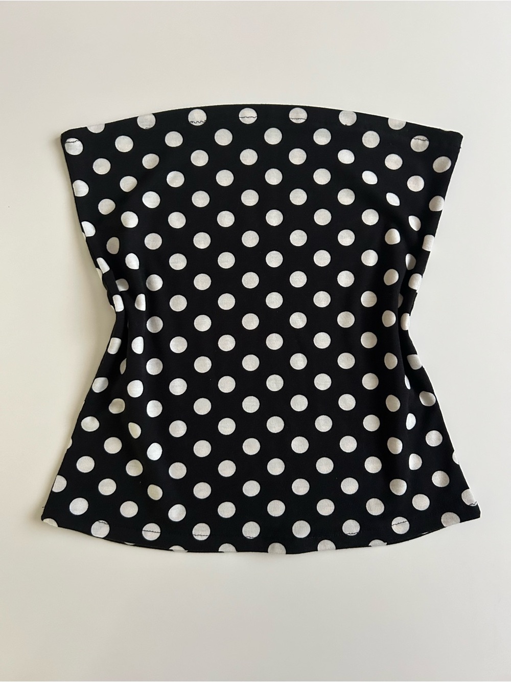 Black and White Polka Dot Strapless Tube Top